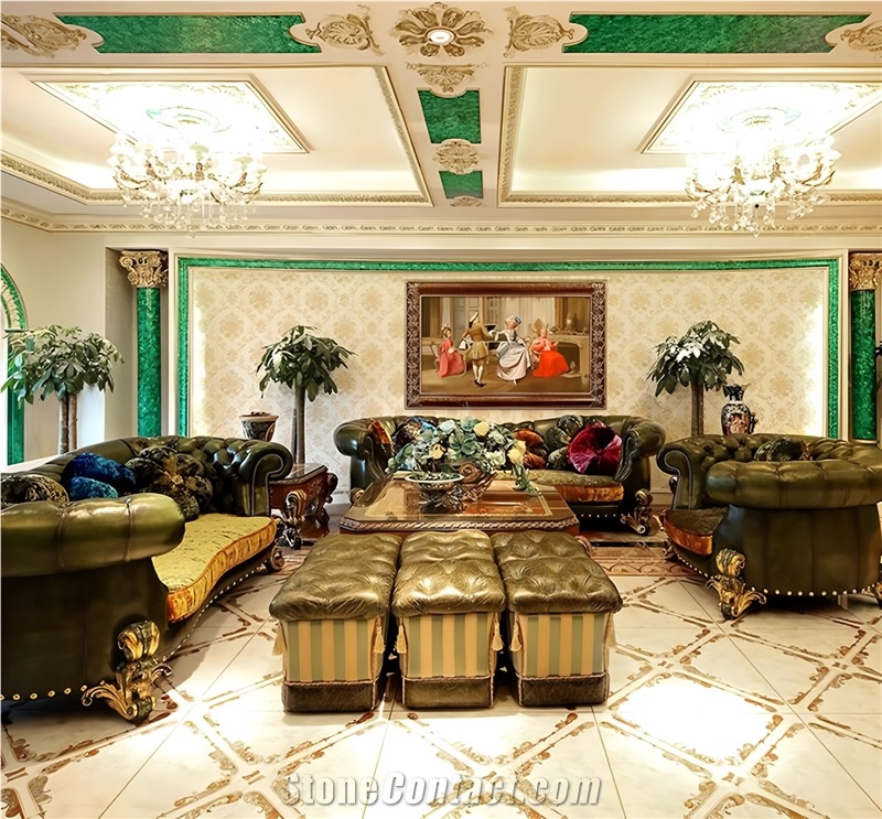 Natural Malachite Green Stone Column