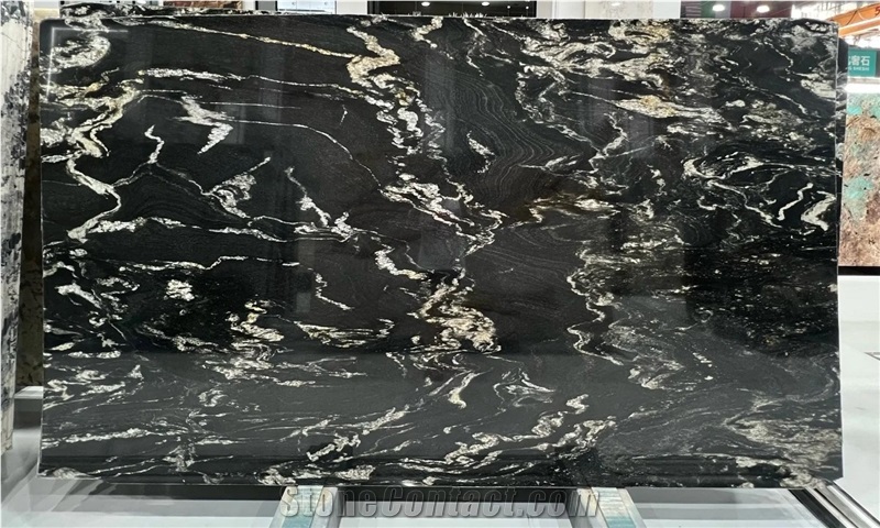Black Cosmic Granite Slabs For Interior Design