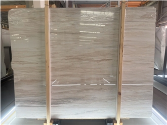 China Eurasian White Wood Marble Slabs For Floor Wall