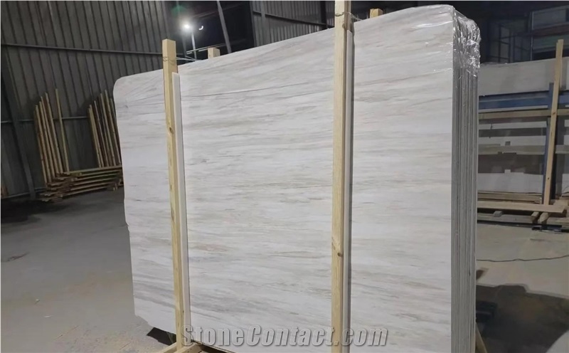 China Eurasian White Wood Marble Slabs For Floor Wall