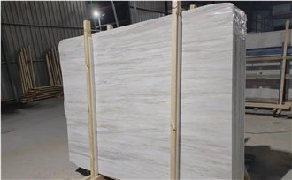 China Eurasian White Wood Marble Slabs For Floor Wall