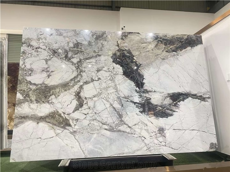 China Misty Rain White Grey Marble Polished Marble Slabs
