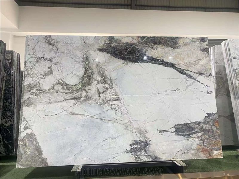 China Misty Rain White Grey Marble Polished Marble Slabs