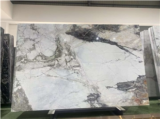 China Misty Rain White Grey Marble Polished Marble Slabs