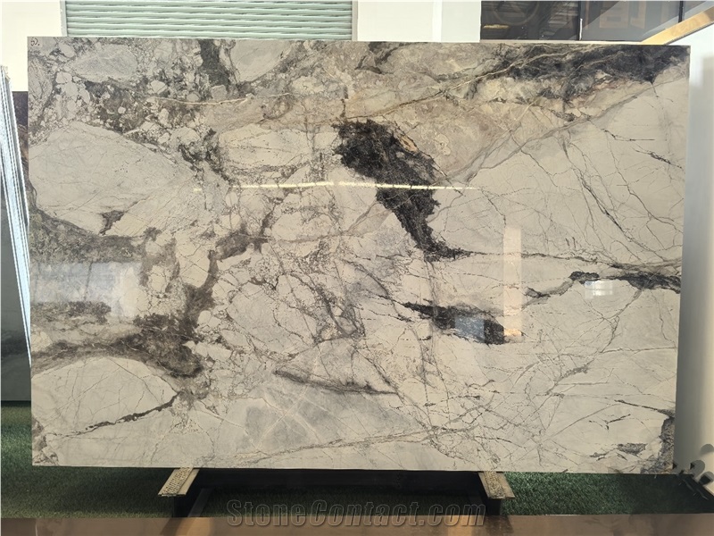 China Misty Rain White Grey Marble Polished Marble Slabs