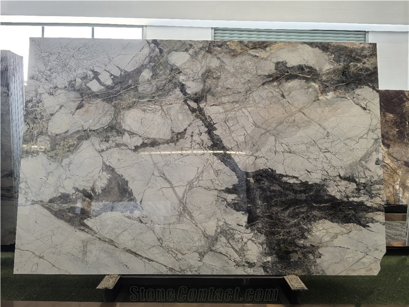China Misty Rain White Grey Marble Polished Marble Slabs