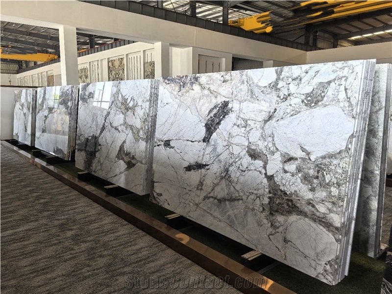 China Misty Rain White Grey Marble Polished Marble Slabs