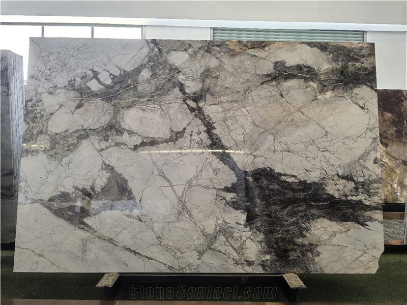 China Misty Rain White Grey Marble Polished Marble Slabs