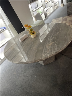 Factory Price Brown Marble Round Luxury Stone Table