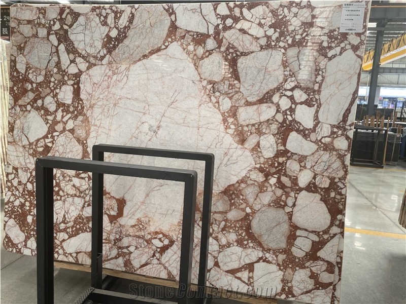 Luxury Calacatta Red Bulgari Marble Slab Tiles