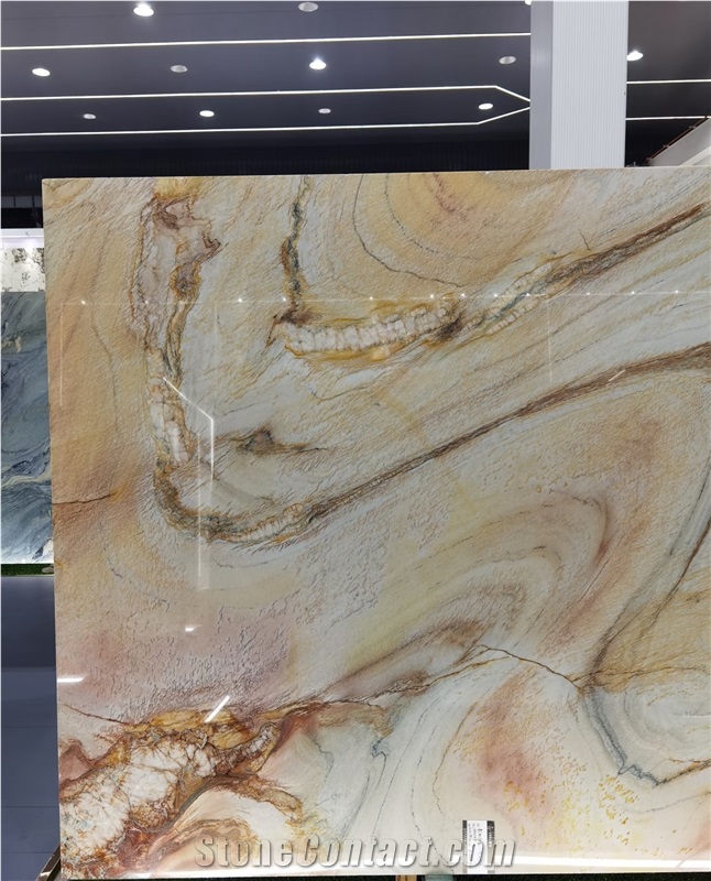 Luxury Polished Rainbow Impression Quartzite Slabs