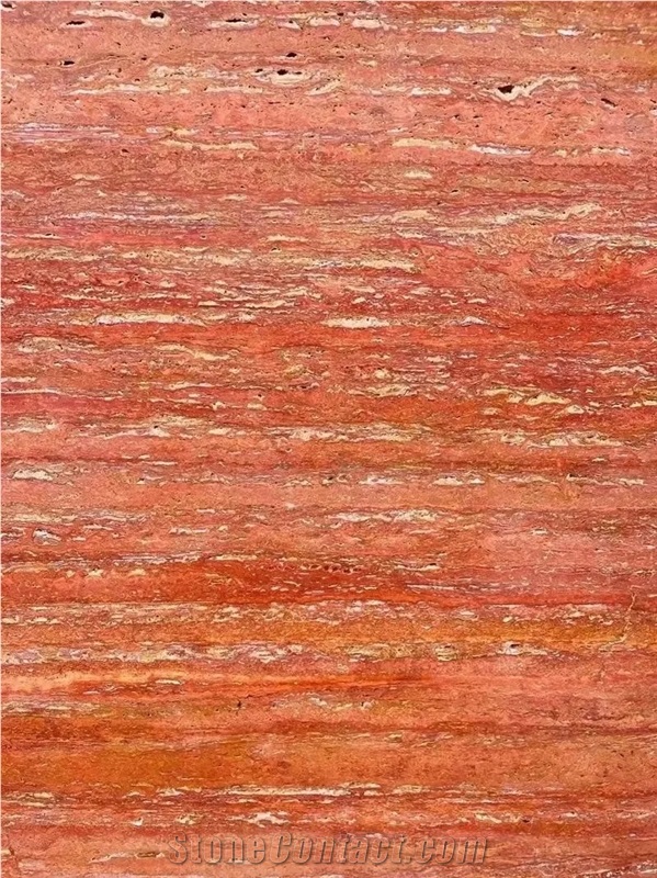 Natural Stone Red Travertine Slabs For Wall Floor