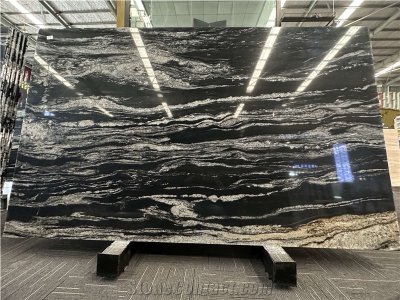 Polished Cosmos Black Granite Slabs
