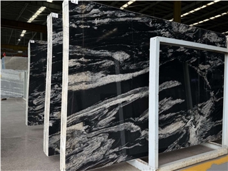 Polished Cosmos Black Granite Slabs