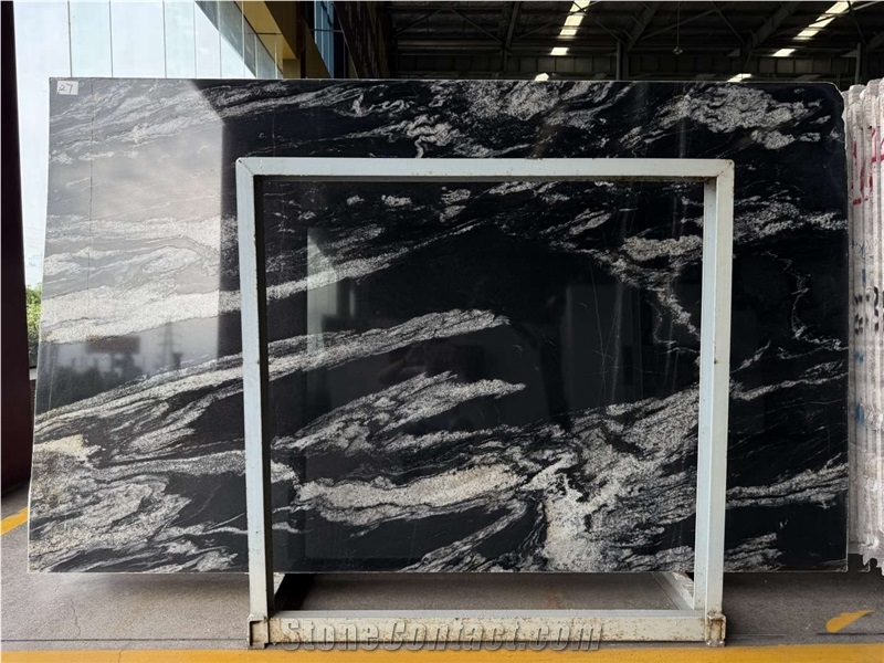 Polished Cosmos Black Granite Slabs