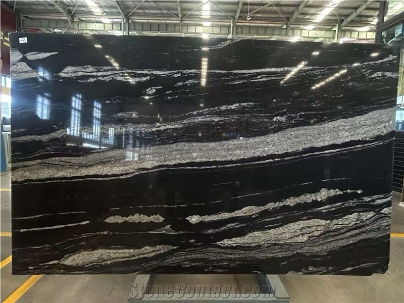 Polished Cosmos Black Granite Slabs