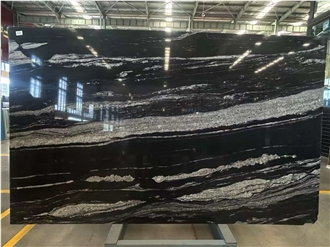 Polished Cosmos Black Granite Slabs