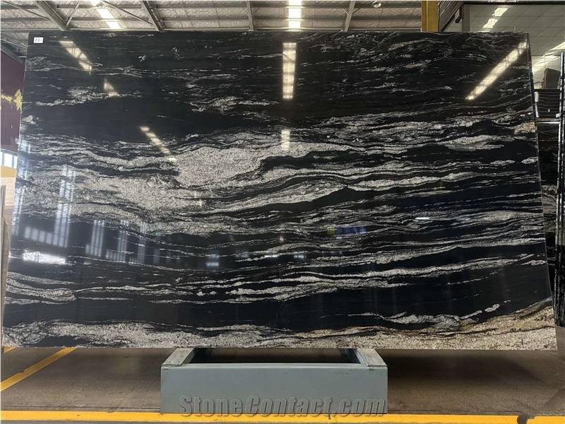 Polished Cosmos Black Granite Slabs