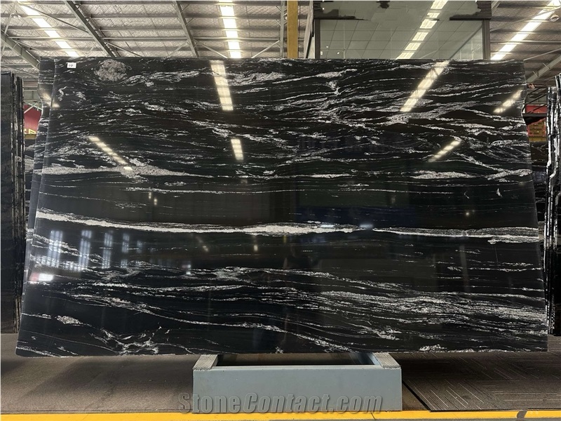 Polished Cosmos Black Granite Slabs