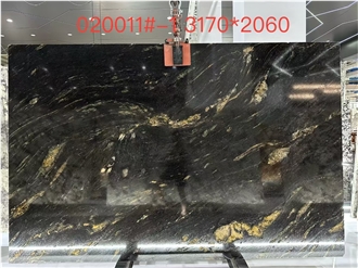 Prada Black Titanium Granite Slabs For Interior Design