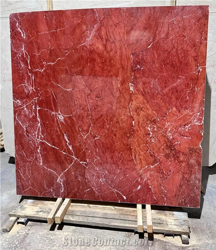 Rosso Francia Marble Slabs For Interior Design
