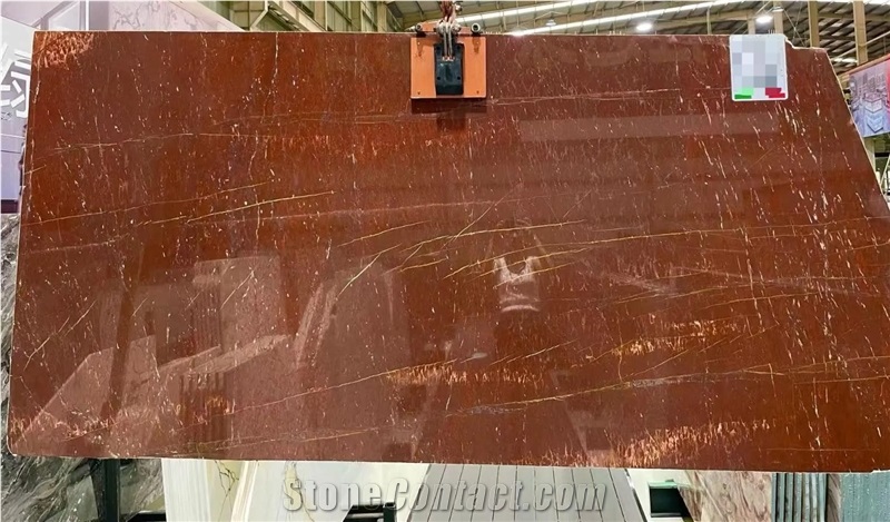 Rosso Francia Marble Slabs For Interior Design
