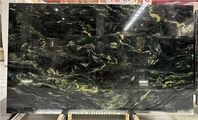 Speranza Quartzite Slabs With Swirling Green Veins
