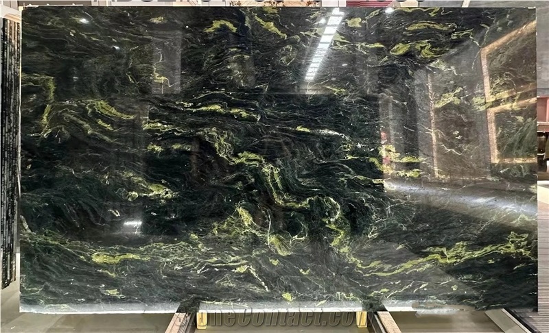 Speranza Quartzite Slabs With Swirling Green Veins