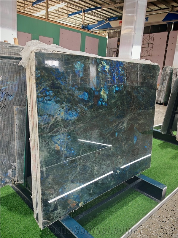 Luxury Shiny Blue Labradorite Granite Slabs