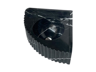 Luxury Black Marquina Marble Wash Basin Fluted Design