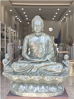 Canadian Jade Stone Buddha Statue By Tu Hung Stone Arts