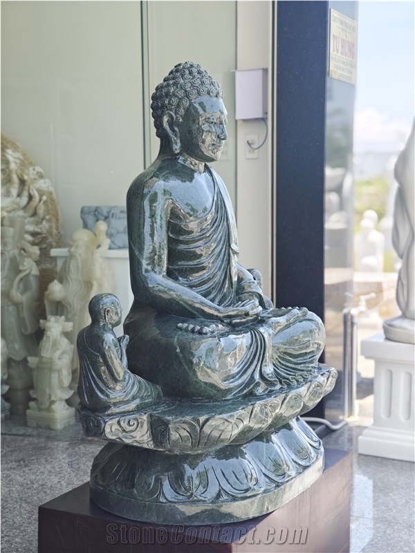 Canadian Jade Stone Buddha Statue By Tu Hung Stone Arts