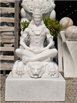 Viet Nam Crystal White Marble Statue Of God Shiva