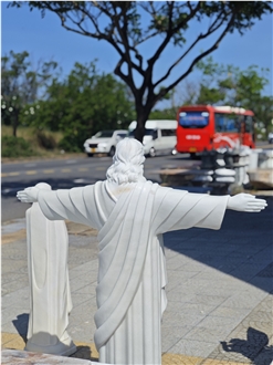 Viet Nam White Marble Jesus Statue -  Tu Hung Stone Arts