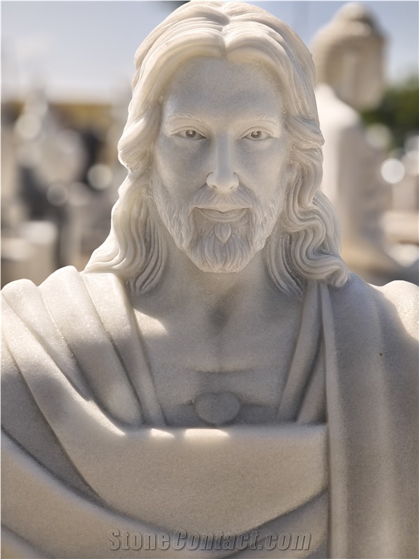 Viet Nam White Marble Jesus Statue -  Tu Hung Stone Arts