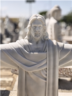 Viet Nam White Marble Jesus Statue -  Tu Hung Stone Arts