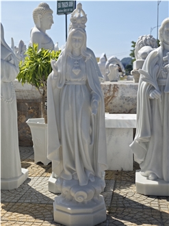 Viet Nam White Marble Statue Of Virgin Mary