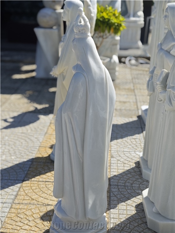 Viet Nam White Marble Statue Of Virgin Mary