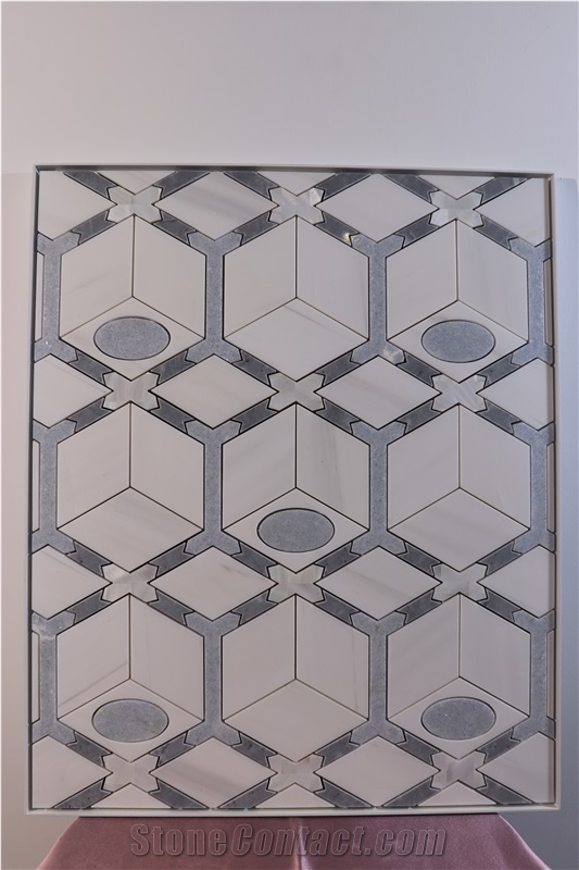 3D Effect Marble Mosaic With Shell Wall Mosaic Tiles