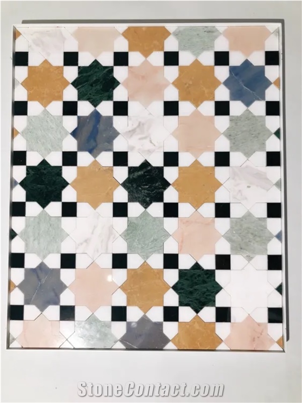 Art Deco Design Malta Marble Mosaic Tiles For Wall & Floor