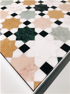Art Deco Design Malta Marble Mosaic Tiles For Wall & Floor