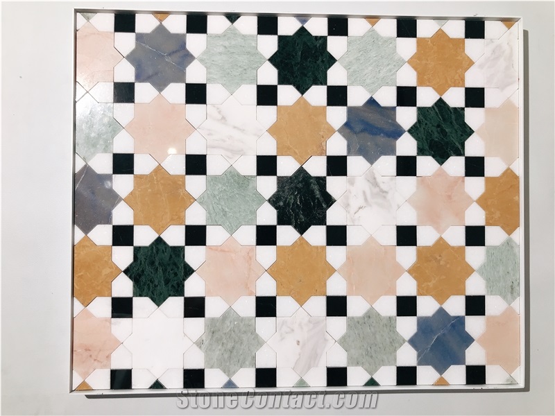 Art Deco Design Malta Marble Mosaic Tiles For Wall & Floor