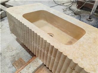 Bianco Carrara Marble Double Integrated Wall Mount Sink Bathroom Countertop