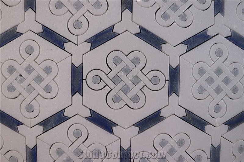 Imperial Palace Pattern Blue And White Mosaic Tiles
