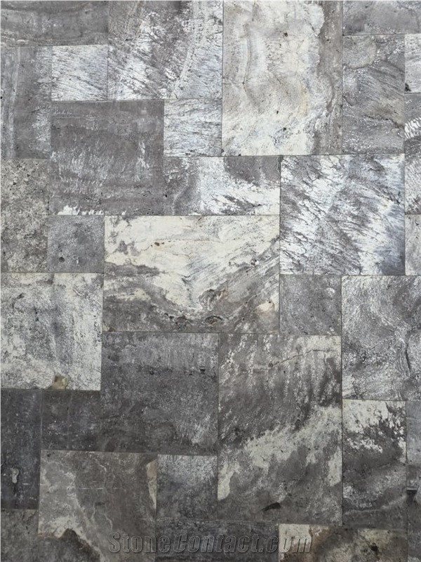 Silver Travertine French Pattern