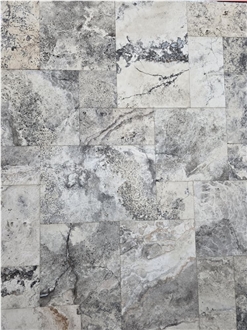 Silver Travertine French Pattern