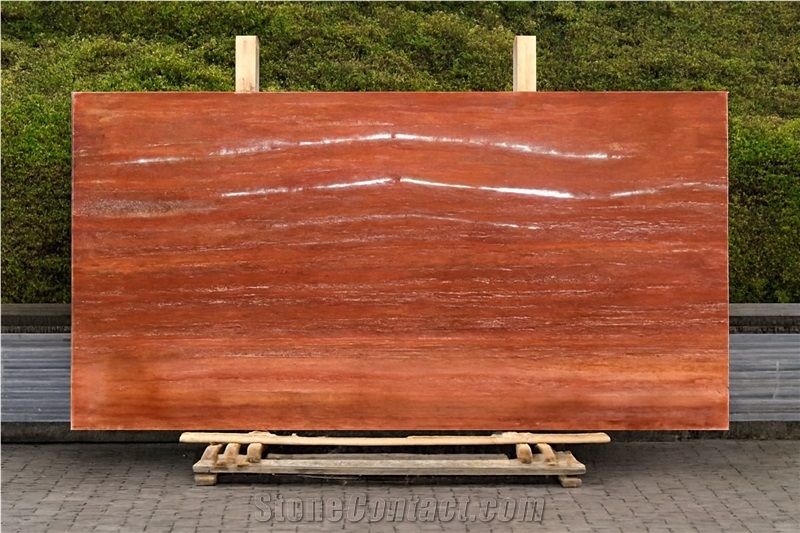 YDSTONE New Product Red Travertine Slabs For Project