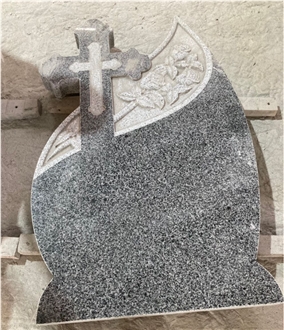 Absolute Black Cross Carving Tombstone Romanian Style