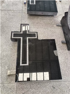 Absolute Black Granite Cross-Combination Headstone