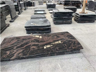 Aurora Granite Simple Polished Gravestone Euro Style
